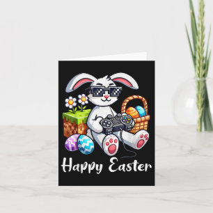 Cartão Coelho de Páscoa Feliz Dia de Ovos Jogo de Vídeo C