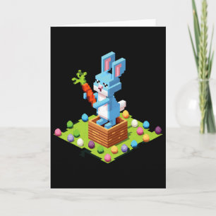 Cartão Coelho de Páscoa Pixel Vídeo Caçador de Ovos Engra