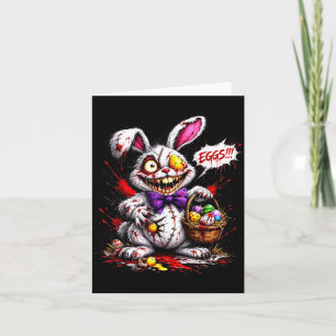 Cartão Coelho de Terror com Ovos Desenho Assustador de Pá