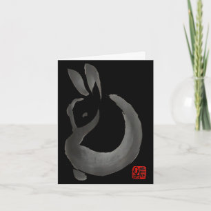 Cartão Coelho de tinta minimalista design de arte japonês