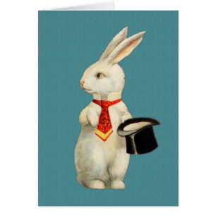 Cartão Coelho do branco do vintage