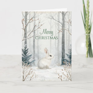 Cartão Coelho do Natal da Floresta Rústica