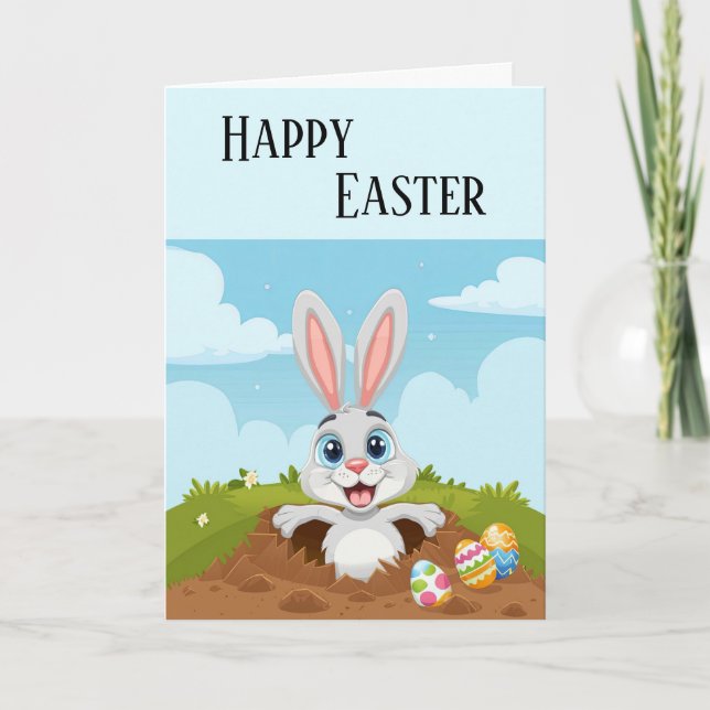 Cartão Coelho Engraçado da Páscoa (Frente)