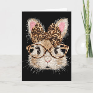 Cartão Coelho Engraçado Rosto Gles Bandana Leopardo Coelh