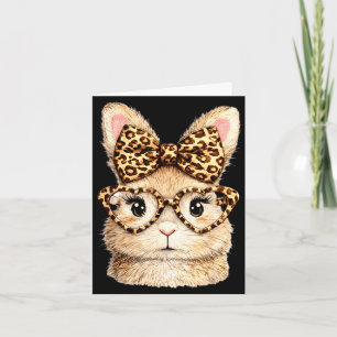 Cartão Coelho engraçado rosto óculos bandana leopardo coe