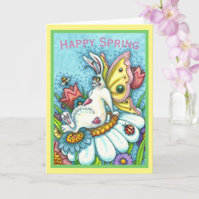CARTÃO COELHO FELIZ PRIMAVERA FLUTTERBUN, COELHO ENGRAÇAD (Orquídea)