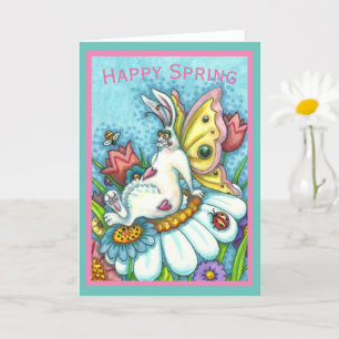 CARTÃO COELHO FELIZ PRIMAVERA FLUTTERBUN, COELHO ENGRAÇAD