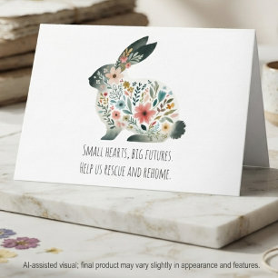 Cartão Coelho floral botânico aquarela