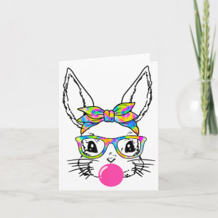 Cartão Coelho Fofo Com Bandana Óculos Tie Dye Bubblegum 