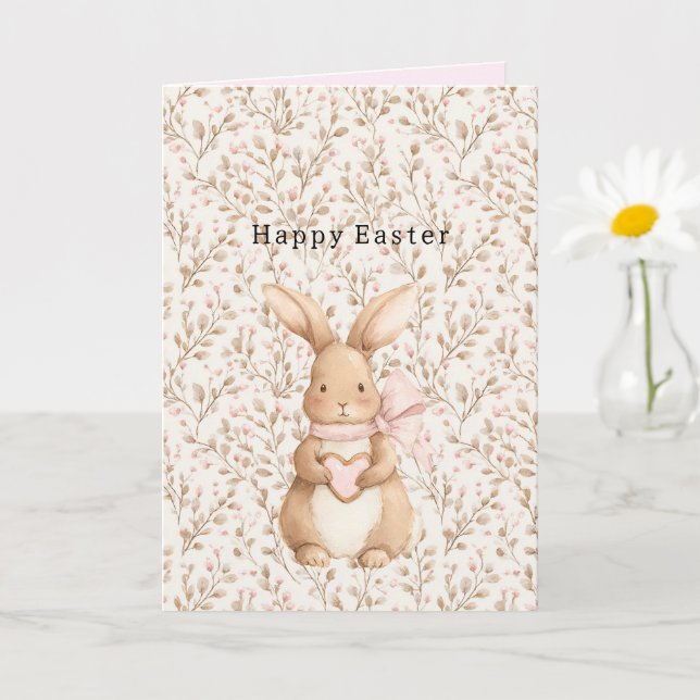 Cartão Coelho Fofo Coração de Arco Amor (Planta pequena)