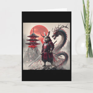 Cartão Coelho Gráfico Samurai Guerreiro Japonês Coelho
