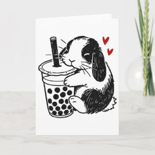 Cartão Coelho Holland Lop Ama Boby Tea Bunny E Bolha
