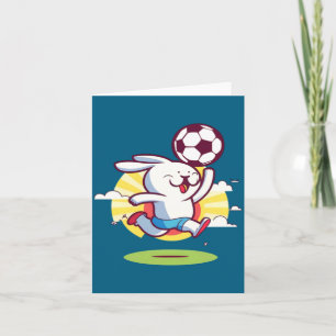 Cartão Coelho Jogando Futebol Páscoa _1