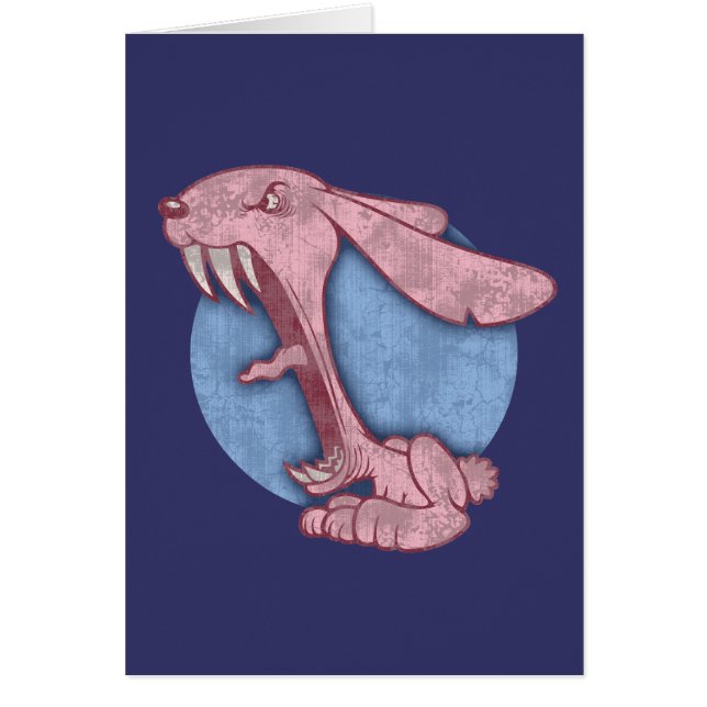 Cartão Coelho mau cor-de-rosa (Frente)