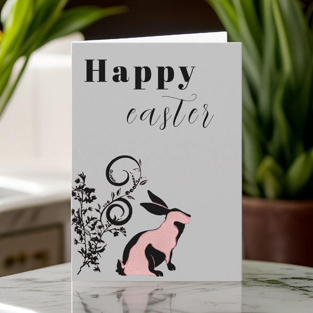 Cartão Coelho Moderno Feliz Páscoa Personalizado (Criador carregado)