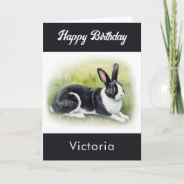 Cartão Coelho neerlandês Pet Animal Watercolor Feliz Aniv