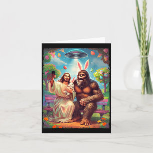 Cartão Coelho Pé Grande Jesus Funny Páscoa Sasquatch self