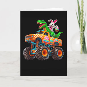 Cartão Coelho T-rex Páscoa Caminhão Monstro Dino Engraçad