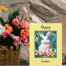 Coelho tropical do Havaí felz pascoa e ovos