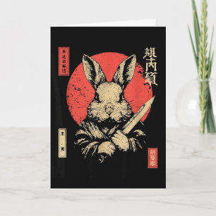 Cartão Coelho Vintage Gráfico Japonês Fã de Coelho Engraç