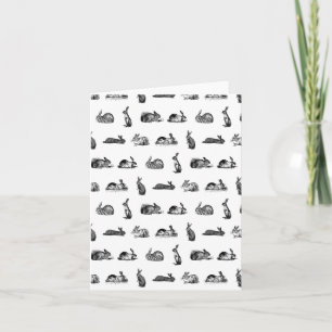 Cartão Coelhos Antigos Arte Vintage COR PERSONALIZADA
