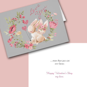 Cartão Coelhos Coelhinhos Cor-de-rosa Fera Romântica Namo