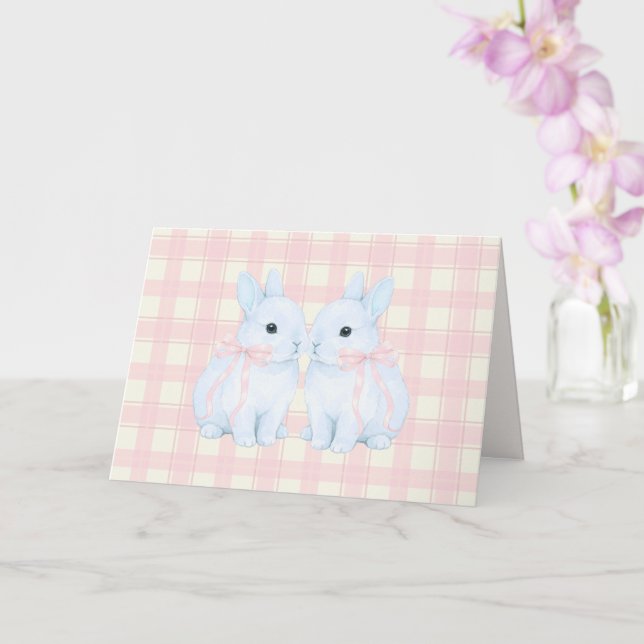 Cartão Coelhos de Páscoa Blue Marshmallow Bunny (Orquídea)