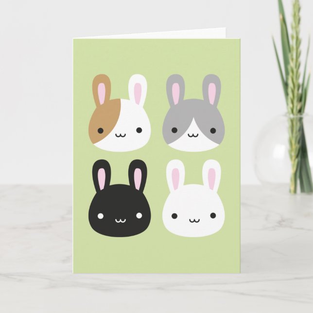 Cartão Coelhos Kawaii (Frente)