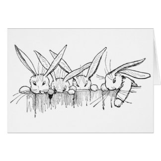 Cartão Coelhos que espreitam sobre a cerca