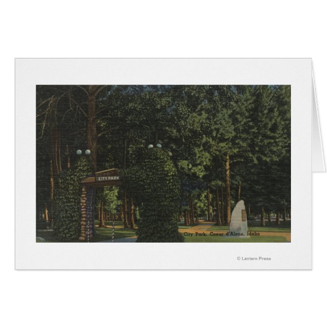 Cartão Coeur d'Alene, ID - Vista do Parque Municipal (Frente Horizontal)