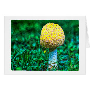 Cartão Cogumelo Amarelo/Natureza/Amostra de Aquarela