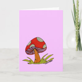 Cartão Cogumelo Vermelho com fundo roxo
