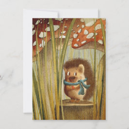 Cartão Cogumelos aquarelaouriço-cacheiro Bonito na flores