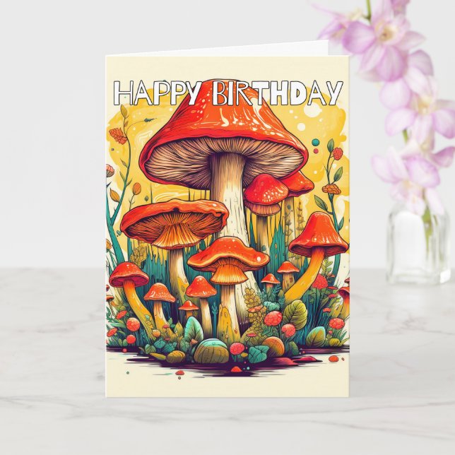 Cartão Cogumelos Florestais Imaginativos (Orquídea)