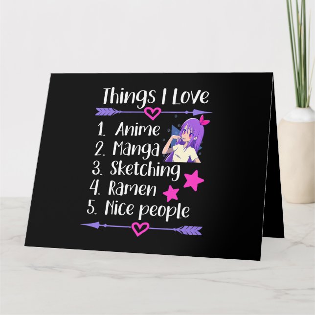 Cartão Coisas Que Adoro Anime Manga Desenhando Ramen Belo (Frente)