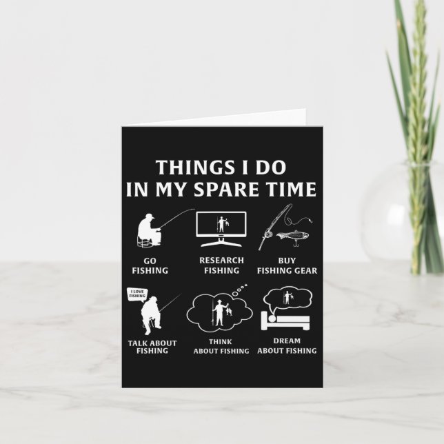 Cartão Coisas Que Eu Faço No Meu Tempo Livre Pescar Engra (Frente)