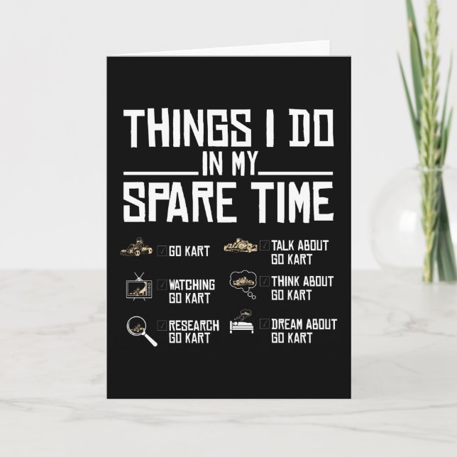 Cartão Coisas Que Eu Faço No Meu Tempo Livre, Vá Kart (Frente)