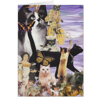 Cartão Colagem bonito 4 do gato