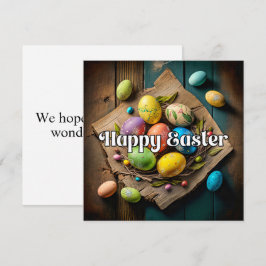 Cartão Colagem Colorida de Ovos de Páscoa Colorido Vintag