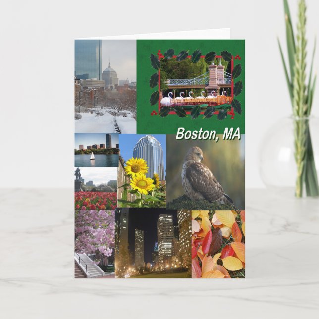 Cartão Colagem da foto de Boston, Massachusetts (Frente)