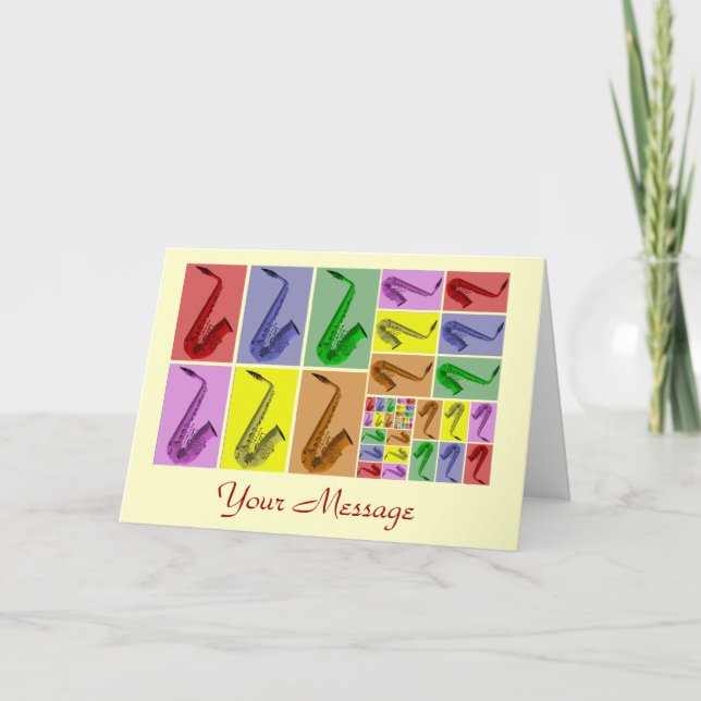 Cartão Colagem da placa-padrão Fibonacci Saxophones (Frente)