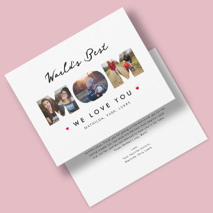 Cartão Colagem de 3 Fotos com Carta Hilária "Melhor Mãe d