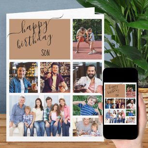 Cartão Colagem de 7 Fotos de Aniversário Personalizado pa