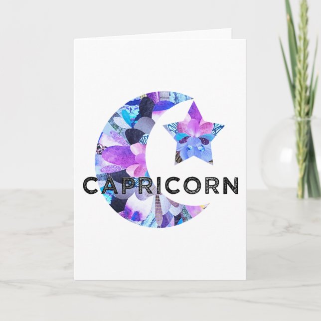Cartão Colagem de Arte com Lua Crescente e Estrela do Zod (Frente)