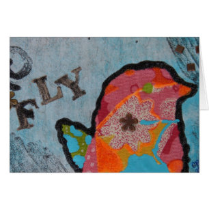Cartão Colagem de arte mestiça Fly Bird
