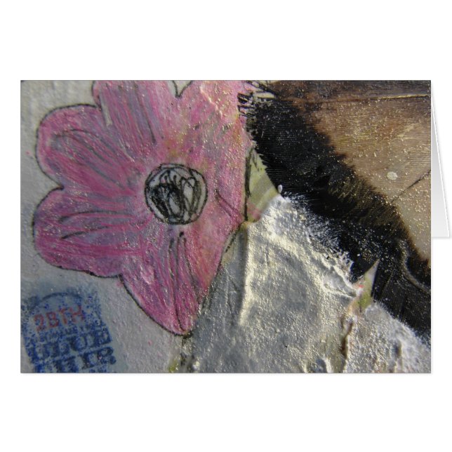 Cartão Colagem de Flores de Pena (Frente Horizontal)