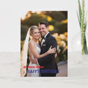 Cartão Colagem de foto moderna de aniversário do marido