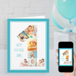 Cartão Colagem de Foto Número 1 Aniversário do Menino<br><div class="desc">Cartão com fotos de primeiro aniversario único e personalizado para um menino. O modelo de foto está configurado para que você adicione suas fotos favoritas a esta colagem de fotos número 1 e um dentro de fotos especial extra. Você também pode adicionar seu nome à frente e personalizar o dentro...</div>