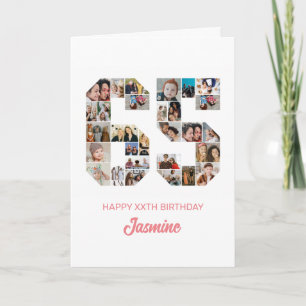 Cartão Colagem de Fotografias com Número 65 de Aniversári