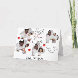 Cartão Colagem de Fotografias com Quebra-cabeça Elegante 